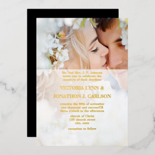 Invitation En Aluminium Typographie victorienne Je fais Gold Mariage Foil