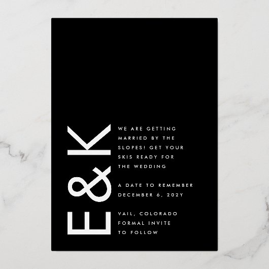 Invitation En Aluminium Ultra Modern Gold Photo Bold DATE Enregistrer notr (Verso)