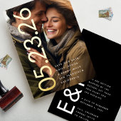 Invitation En Aluminium Ultra Modern Gold Photo Bold DATE Enregistrer notr