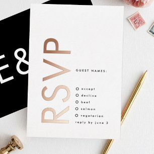 Invitation En Aluminium Ultra Moderne Gras Grand Monogramme OR ROSE DEUX R