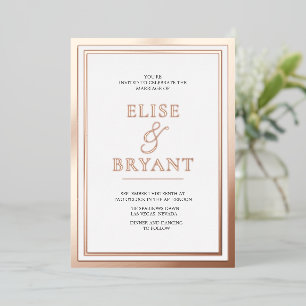 Invitation En Aluminium Ultra Moderne Rose Gold Blush Mariage à Feuille D'