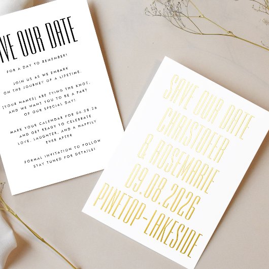 Invitation En Aluminium Ultra Simple No Photo Big Bold Details Mariage