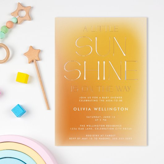 Invitation En Aluminium Un Baby shower Jaune Un Peu Sunshine Moderne Gras