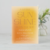 Invitation En Aluminium Un Baby shower Jaune Un Peu Sunshine Moderne Gras (Debout devant)