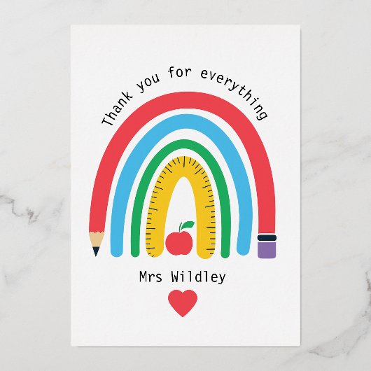 Invitation En Aluminium Un enseignant qui vous remercie pour tout (Recto)