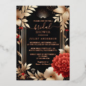 Invitation En Aluminium Un Jardin Diamond Rouge Noir Et Or Fête des mariée (Recto)