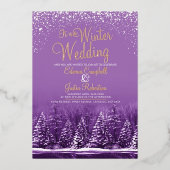 Invitation En Aluminium Un mariage d'hiver pinède lac violet art (Recto)