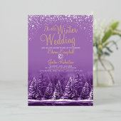 Invitation En Aluminium Un mariage d'hiver pinède lac violet art (Debout devant)