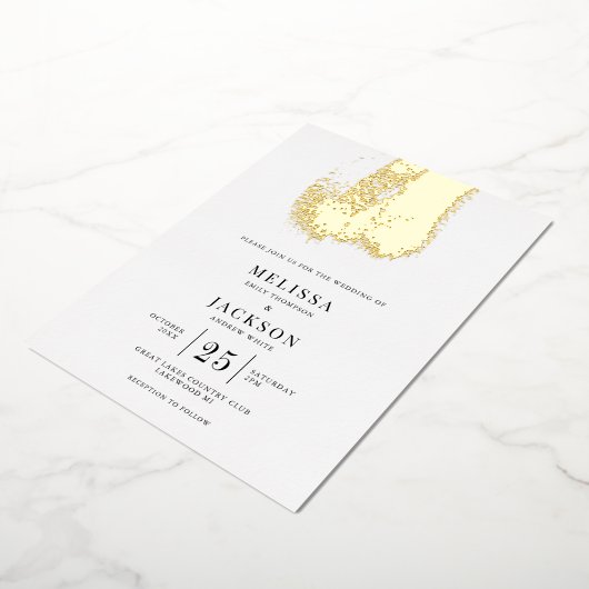 Invitation En Aluminium Un mariage élégant avec une touche de brosse moder (Rotation)