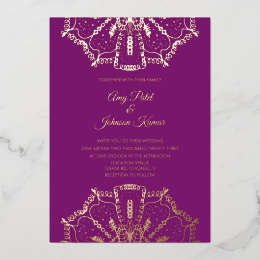 Invitation En Aluminium Un Mariage indien hindou mandala habillé (Recto)