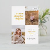 Invitation En Aluminium Un Nouveau Chapitre Commence La Graduation (Debout devant)