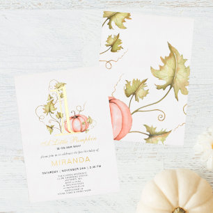 Invitation En Aluminium Un petit Citrouille 1er anniversaire
