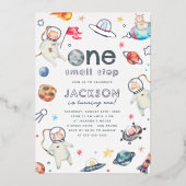 Invitation En Aluminium Un petit espace brillant 1er anniversaire (Recto)