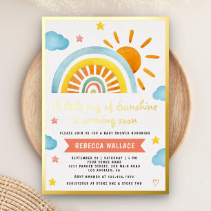 Invitation En Aluminium Un Petit Rayon de Soleil Baby Shower Bohème Arc-en