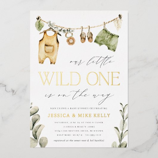 Invitation En Aluminium Un sauvage | Baby shower Safari Neutral Boho (Recto)