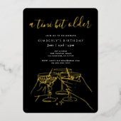 Invitation En Aluminium Un Tini Bit plus vieux Black Gold Martini fête d'a (Recto)