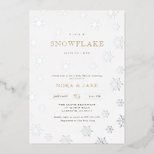 Invitation En Aluminium Une Baby Shower Genre Neutre Petite Flocon de Neig