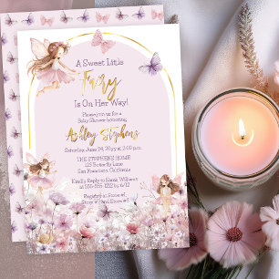 Invitation En Aluminium Une Douce Petite Fée Fleurs Sauvages Fille Baby Sh