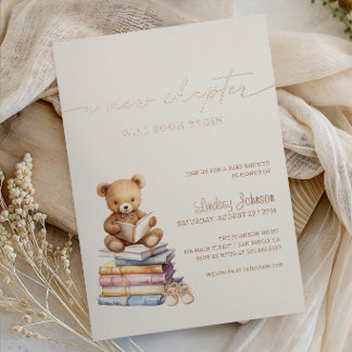 Invitation En Aluminium Une nouvelle étape commence Baby Shower Teddy Livr