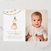 Invitation En Aluminium Une oie sotte Photo 1ère fête d'anniversaire (Recto)