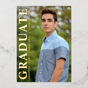 Invitation En Aluminium Une photo simple classe d'annonce de remise des di