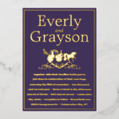 Invitation En Aluminium Unicorne Fairytale Purple Gold Mariage (Recto)