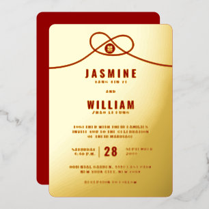 Invitation En Aluminium Union de Nœud d'Amour Double Bonheur Mariage Chino