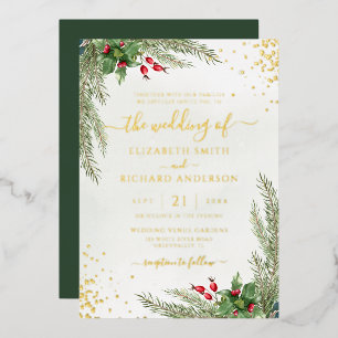 Invitation En Aluminium Vacances d'hiver Botanical Greenery Mariage