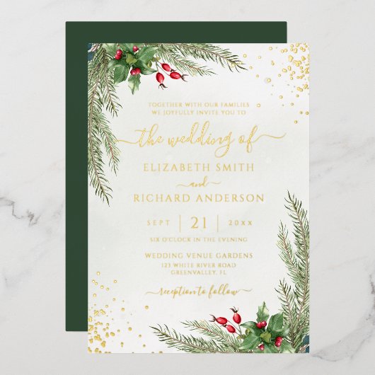 Invitation En Aluminium Vacances d'hiver Botanical Greenery Mariage