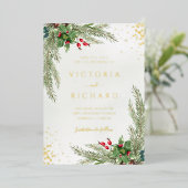 Invitation En Aluminium Vacances d'hiver Botanical Greenery Mariage (Debout devant)