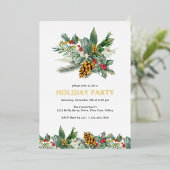 Invitation En Aluminium Vacances Holly et Pine Cone Bouquet Gold (Debout devant)