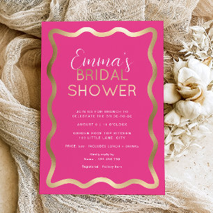 Invitation En Aluminium Vague Rose Chaud Enterrement de Vie de Jeune Fille