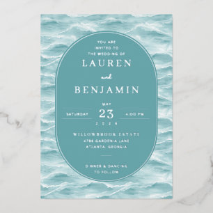 Invitation En Aluminium Vagues d'eau sarcelle sereine