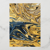 Invitation En Aluminium Vagues minimales en noir et or Mariage d'art Abstr (Verso)