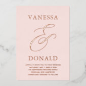 Invitation En Aluminium Vanessa Blush Pink Mariage moderne (Recto)
