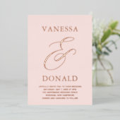Invitation En Aluminium Vanessa Blush Pink Mariage moderne (Debout devant)