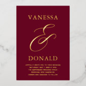 Invitation En Aluminium Vanessa Burgundy Mariage moderne (Recto)
