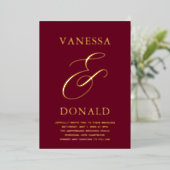Invitation En Aluminium Vanessa Burgundy Mariage moderne (Debout devant)