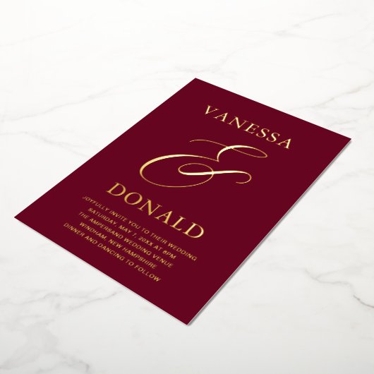 Invitation En Aluminium Vanessa Burgundy Mariage moderne (Rotation)