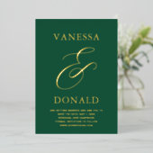 Invitation En Aluminium Vanessa Emerald Green Mariage moderne Enregistrer (Debout devant)