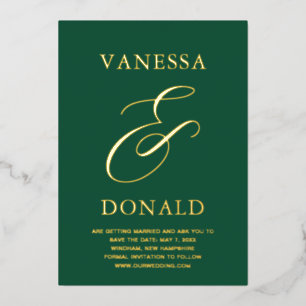 Invitation En Aluminium Vanessa Émeraude Vert Moderne Mariage Sauvegarder