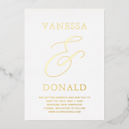 Invitation En Aluminium Vanessa Mariage moderne Enregistrer la date (Recto)