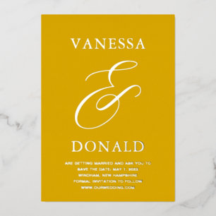 Invitation En Aluminium Vanessa Mustard Mariage moderne Enregistrer la dat