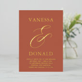 Invitation En Aluminium Vanessa Terracotta Mariage moderne (Debout devant)