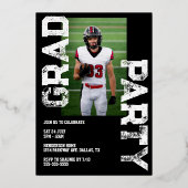 Invitation En Aluminium Varsity Black and Gold Sports Graduation Party (Verso)