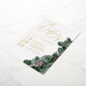 Invitation En Aluminium Végétation d'hiver Pinecone Mariage de Noël (Rotation)