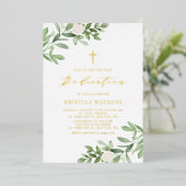 Invitation En Aluminium Végétation simple et fleurs blanches Dédication bé (Debout devant)