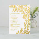 Invitation En Aluminium Verdure dorée luxuriante Mariage informel (Debout devant)