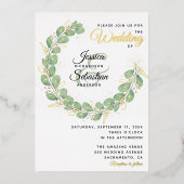 Invitation En Aluminium Verdure Mariage or blanc Eucalyptus Wreath (Recto)