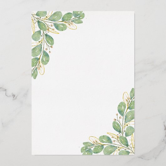 Invitation En Aluminium Verdure Mariage or blanc Eucalyptus Wreath (Verso)